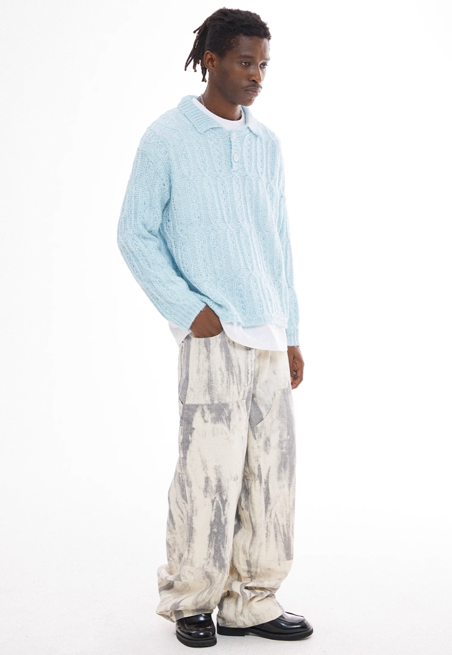 EMPTY REFERENCE Cutout Polo Knit Sweater | Face 3 Face