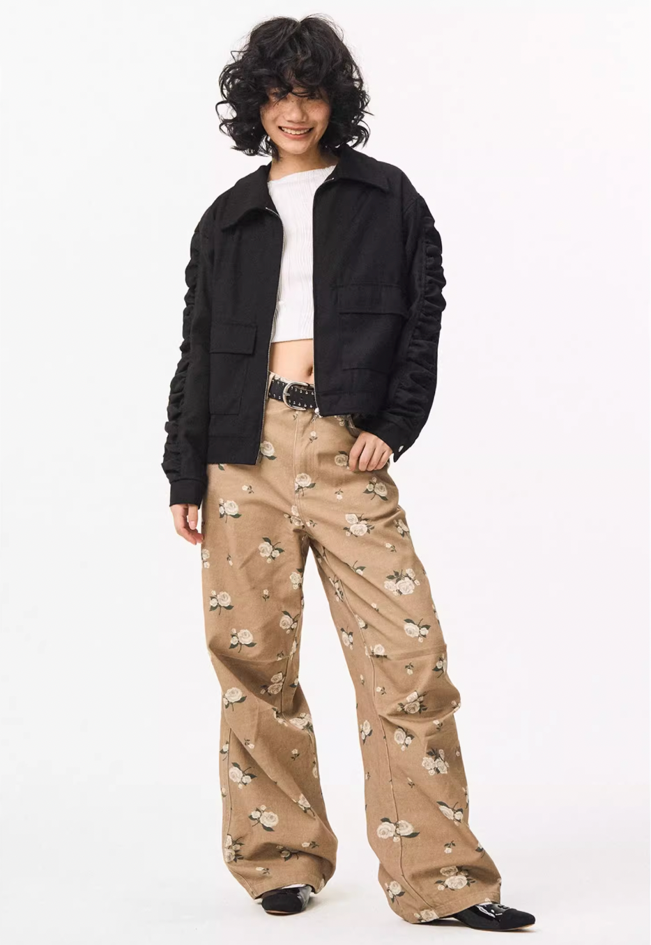 EMPTY REFERENCE Floral Baggy Work Pants | Face 3 Face