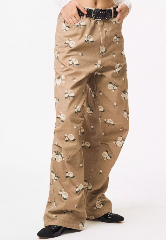 EMPTY REFERENCE Floral Baggy Work Pants | Face 3 Face