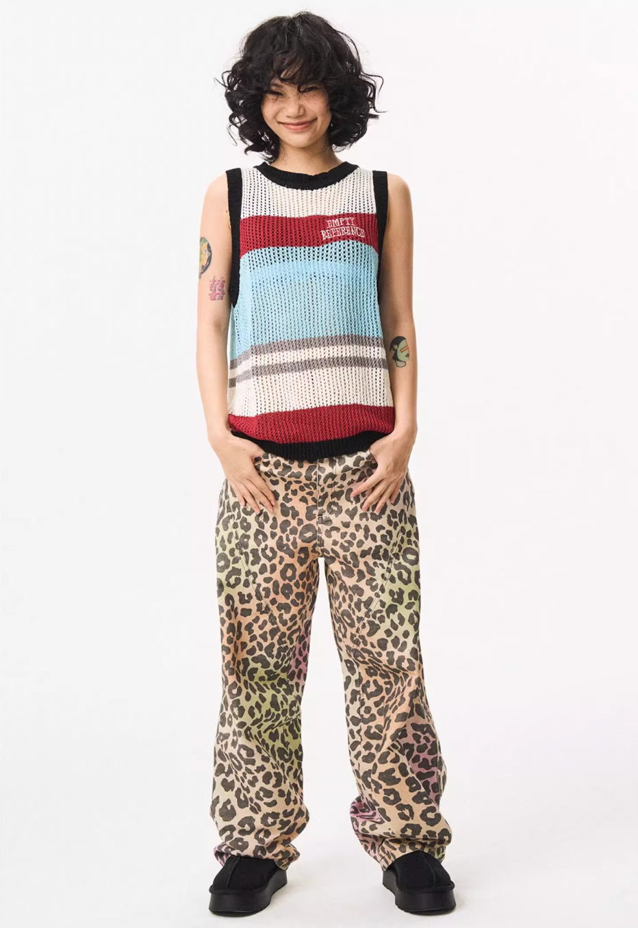 EMPTY REFERENCE Hand Painted Leopard Print Work Pants | Face 3 Face