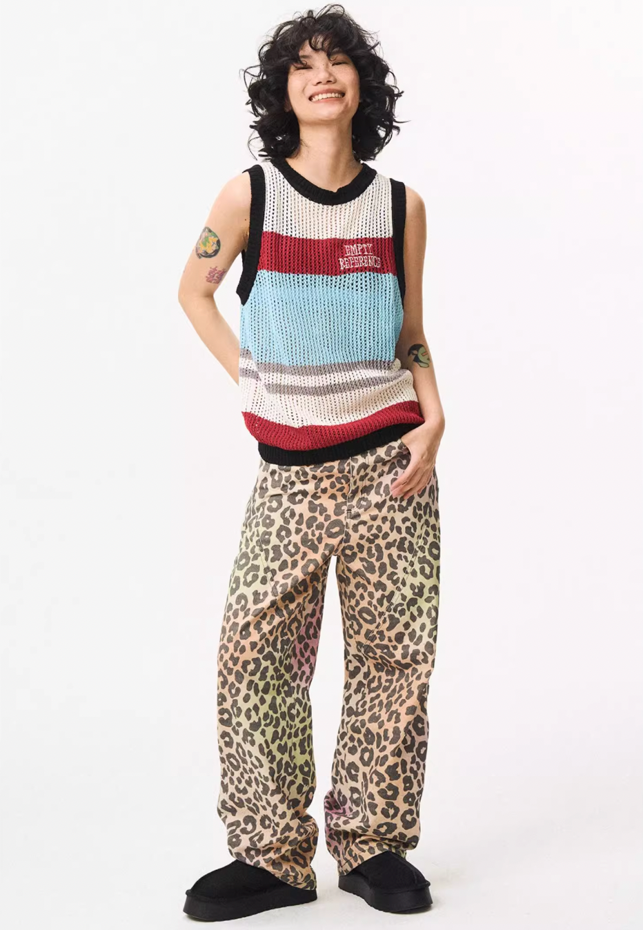 EMPTY REFERENCE Hand Painted Leopard Print Work Pants | Face 3 Face