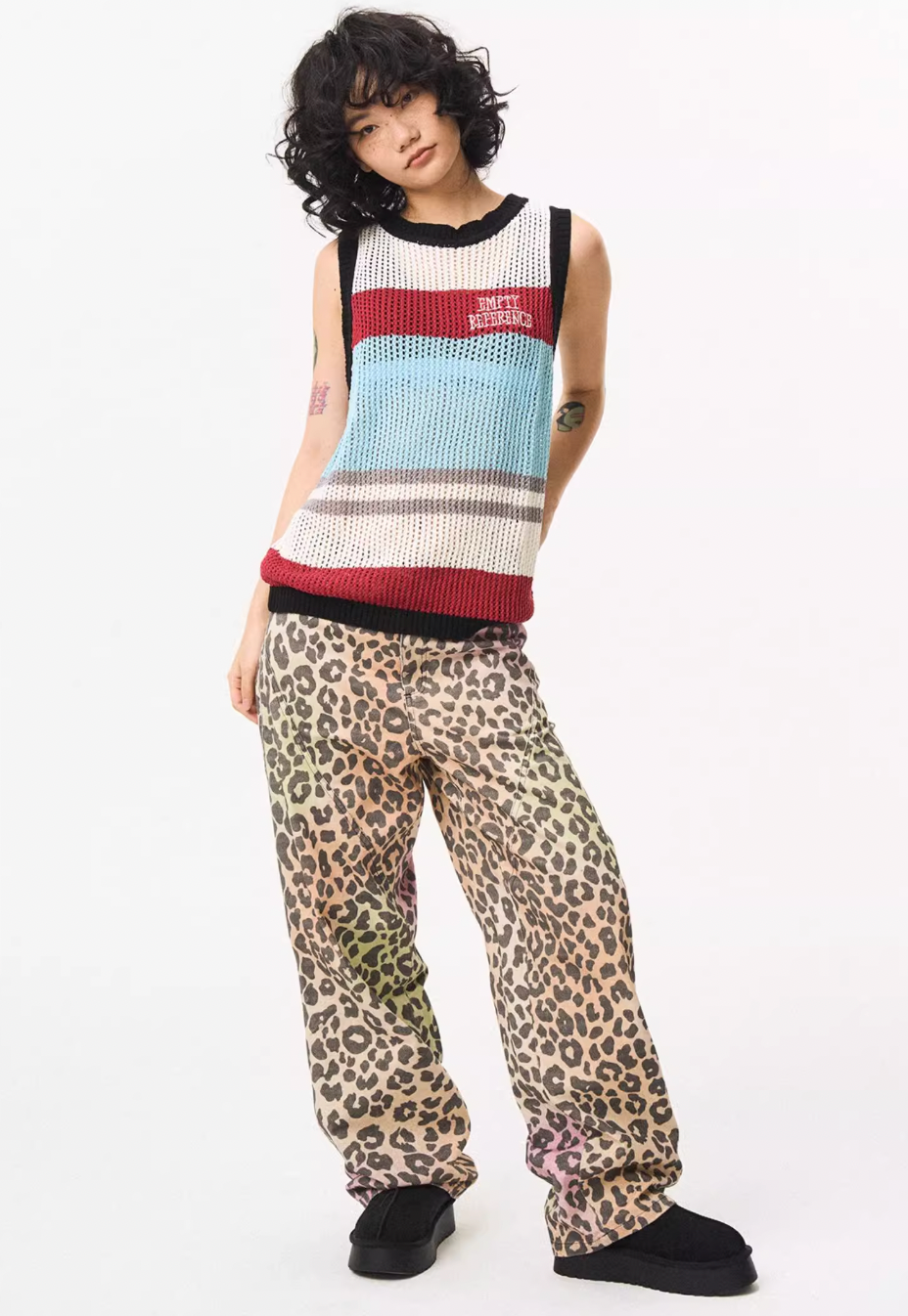 EMPTY REFERENCE Hand Painted Leopard Print Work Pants | Face 3 Face