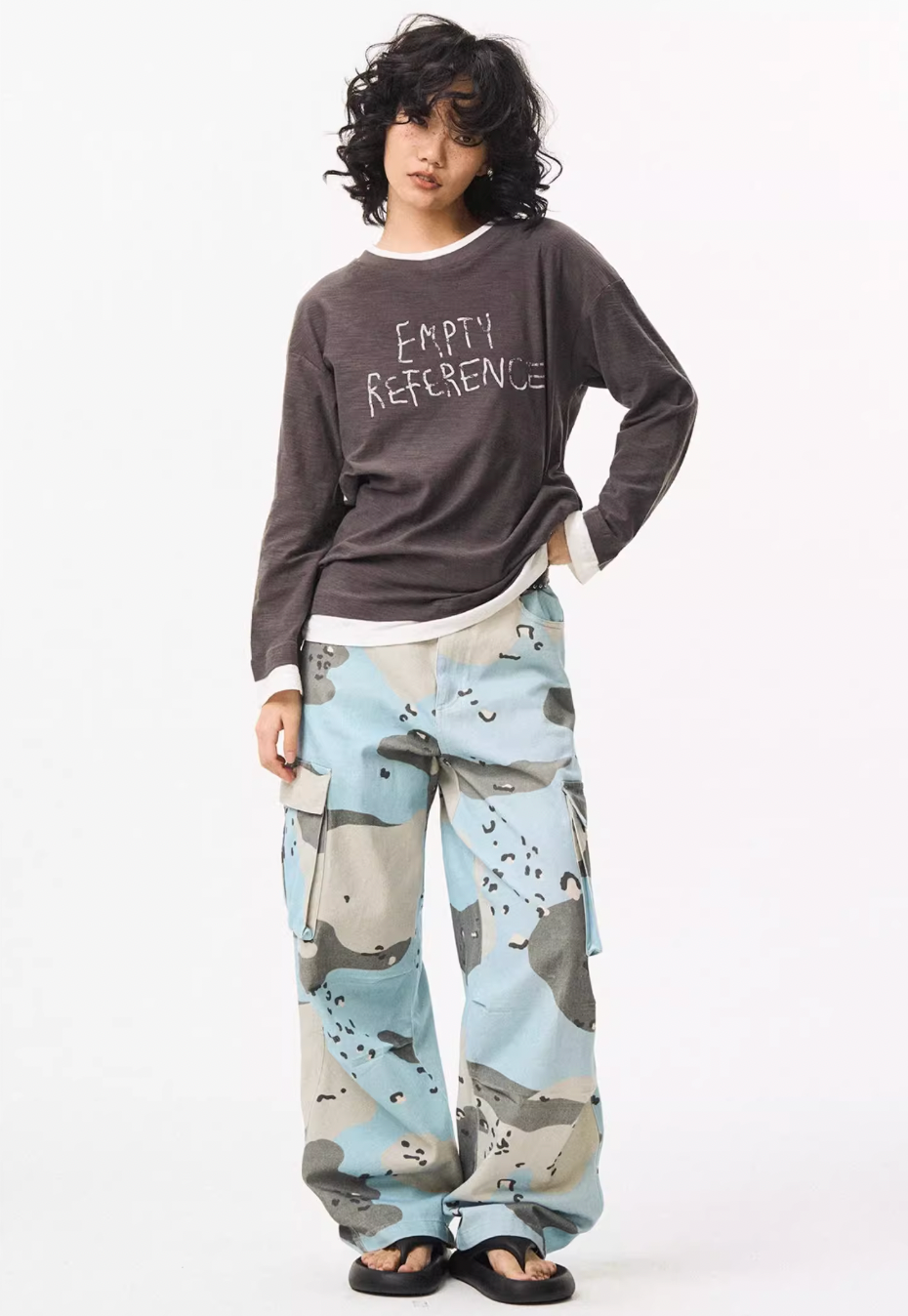 EMPTY REFERENCE Blue Camouflage Work Cargo Pants | Face 3 Face