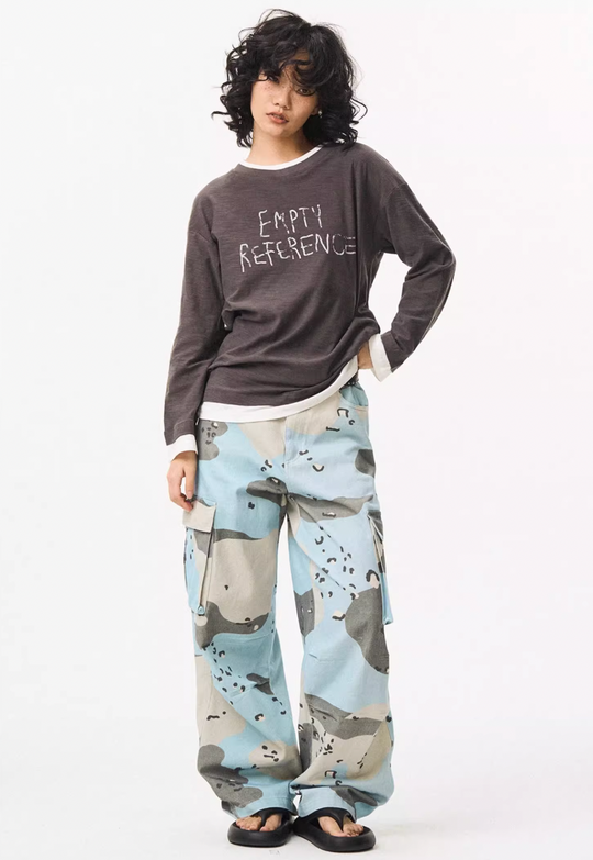 EMPTY REFERENCE Blue Camouflage Work Cargo Pants | Face 3 Face