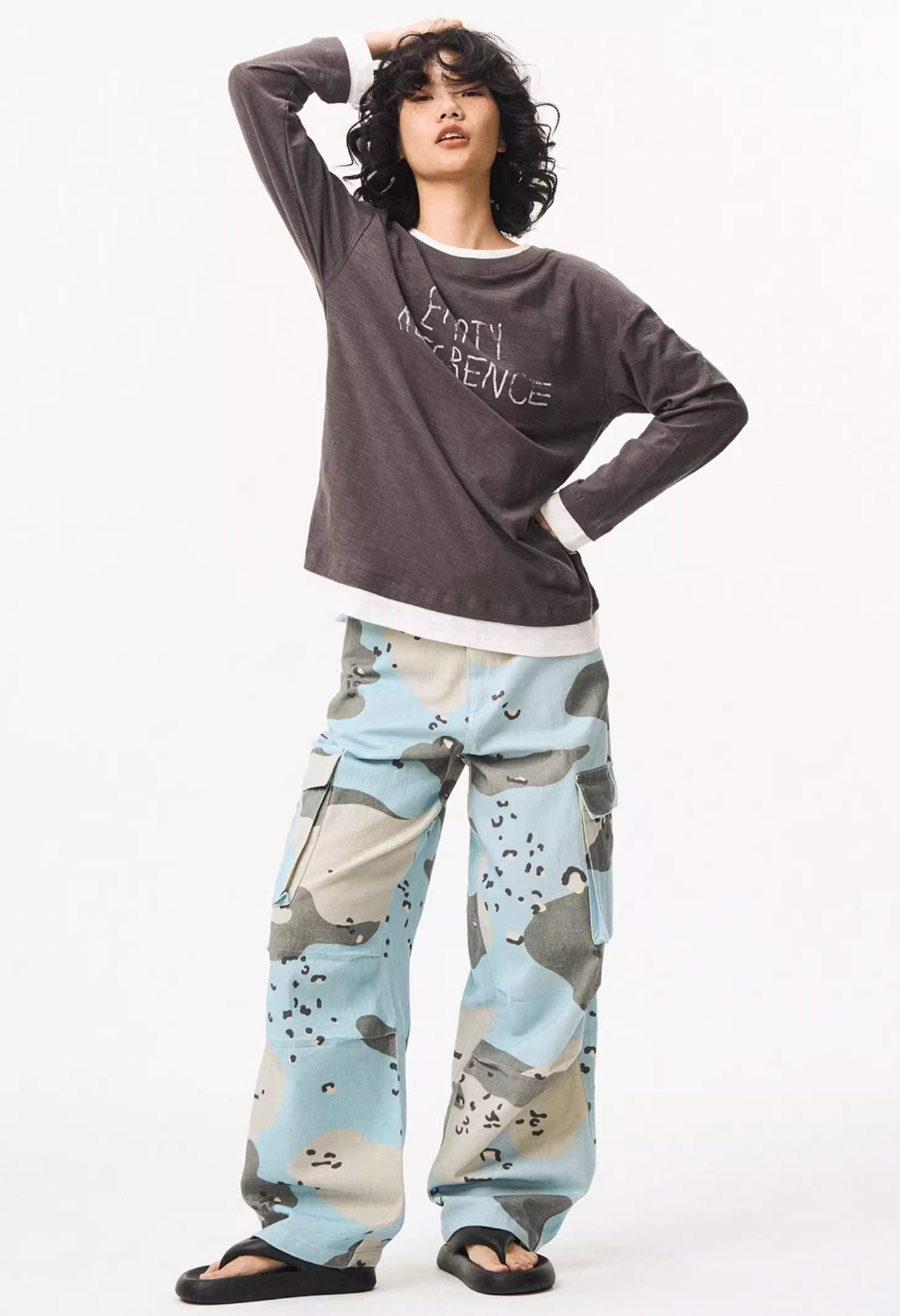 EMPTY REFERENCE Blue Camouflage Work Cargo Pants | Face 3 Face