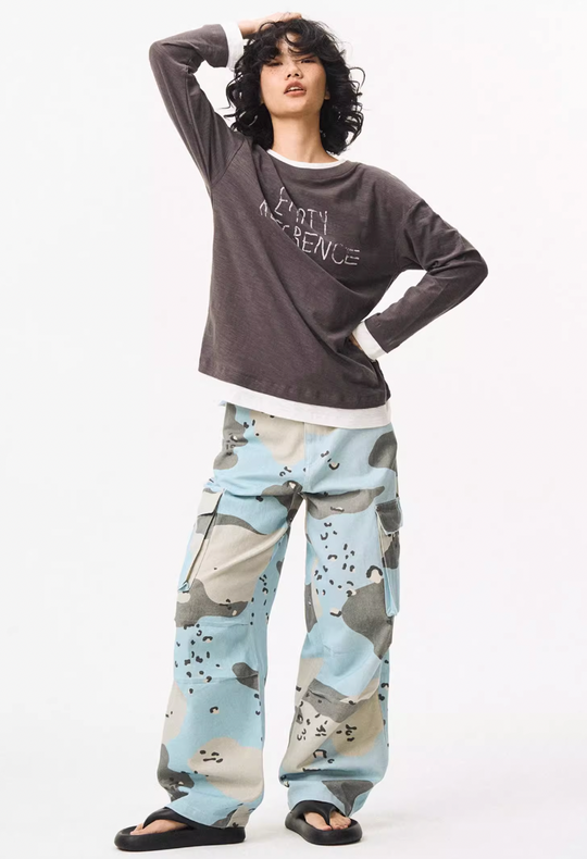 EMPTY REFERENCE Blue Camouflage Work Cargo Pants | Face 3 Face