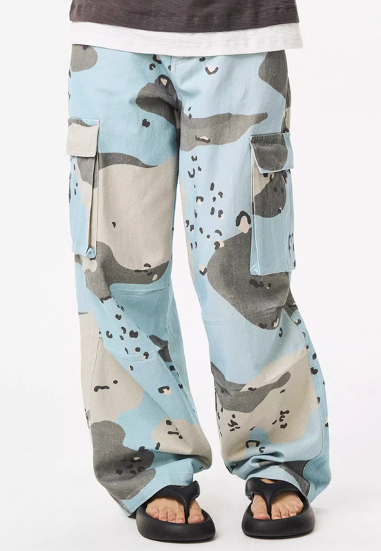 EMPTY REFERENCE Blue Camouflage Work Cargo Pants | Face 3 Face
