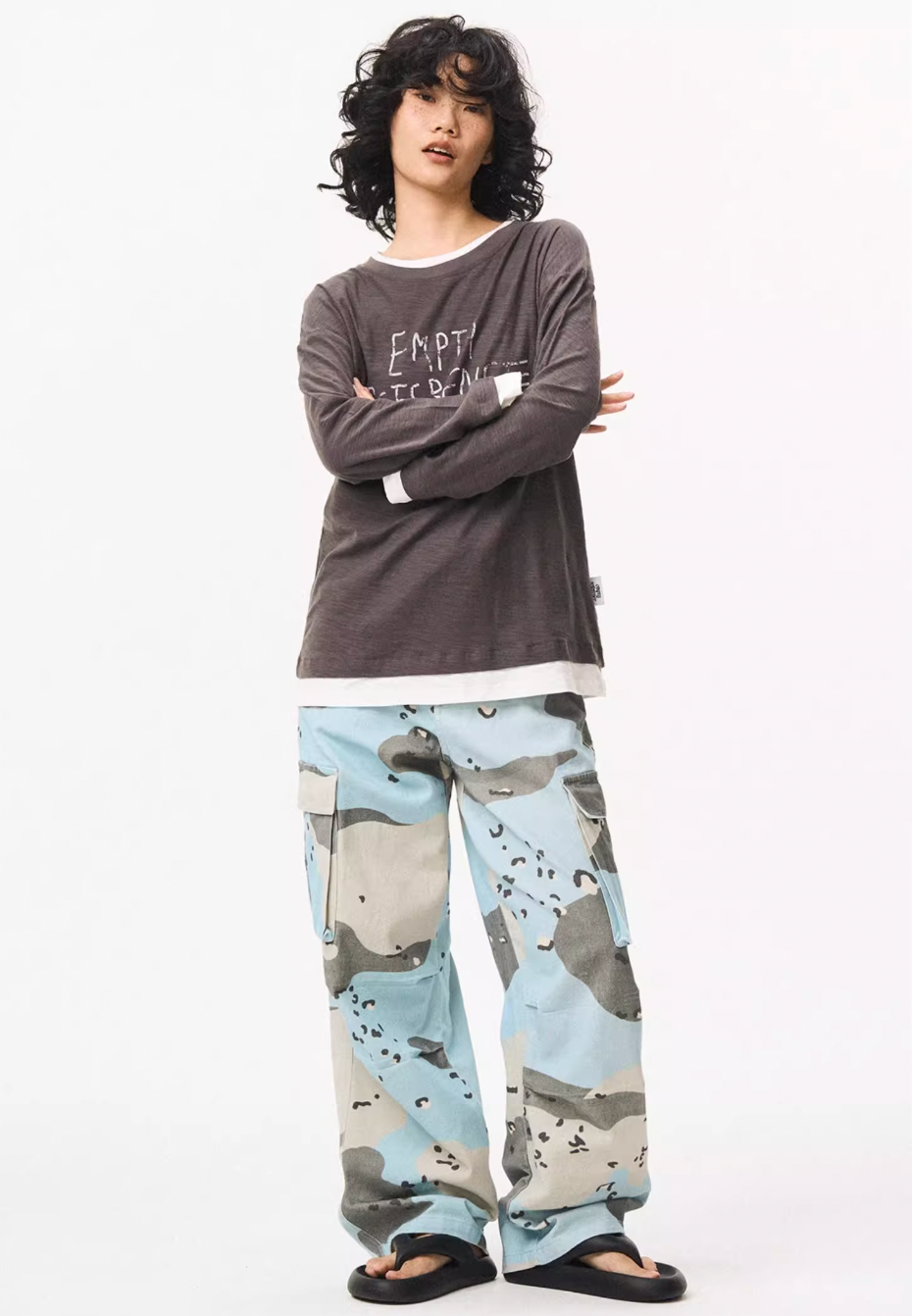 EMPTY REFERENCE Blue Camouflage Work Cargo Pants | Face 3 Face