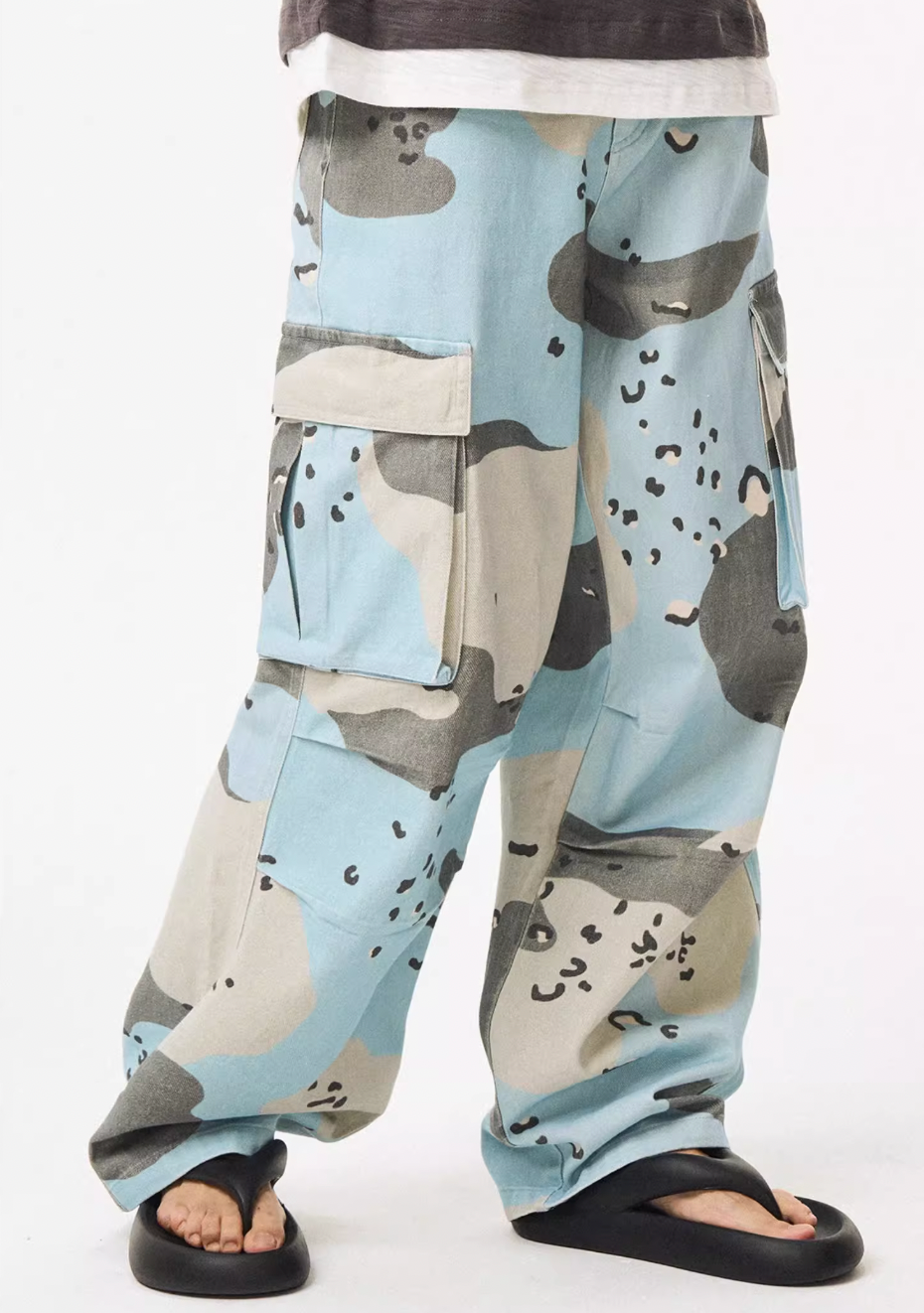 EMPTY REFERENCE Blue Camouflage Work Cargo Pants | Face 3 Face