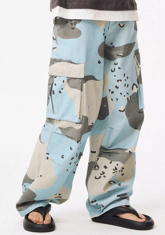 EMPTY REFERENCE Blue Camouflage Work Cargo Pants | Face 3 Face