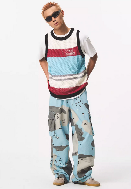 EMPTY REFERENCE Blue Camouflage Work Cargo Pants | Face 3 Face