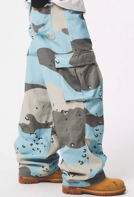 EMPTY REFERENCE Blue Camouflage Work Cargo Pants | Face 3 Face