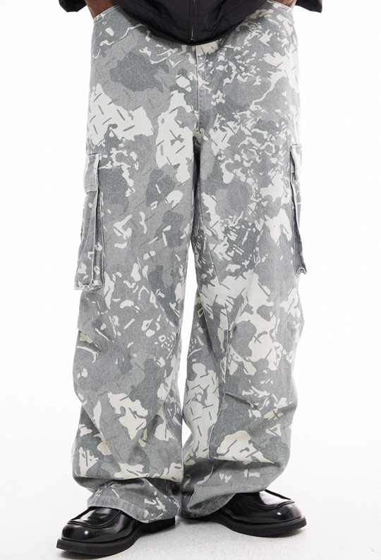 EMPTY REFERENCE Washed Camouflage Work Cargo Pants | Face 3 Face