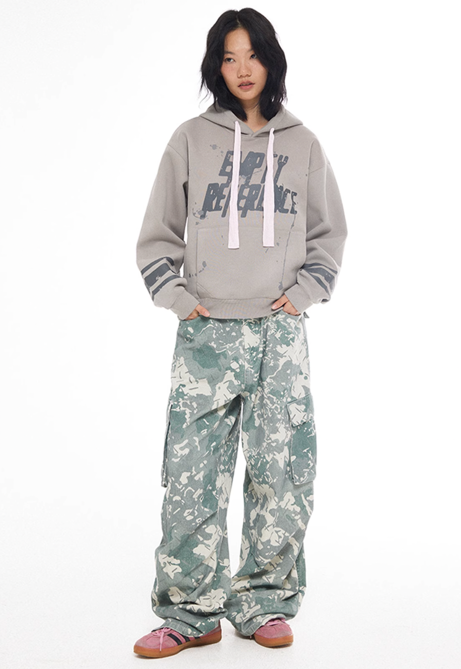 EMPTY REFERENCE Washed Camouflage Work Cargo Pants | Face 3 Face