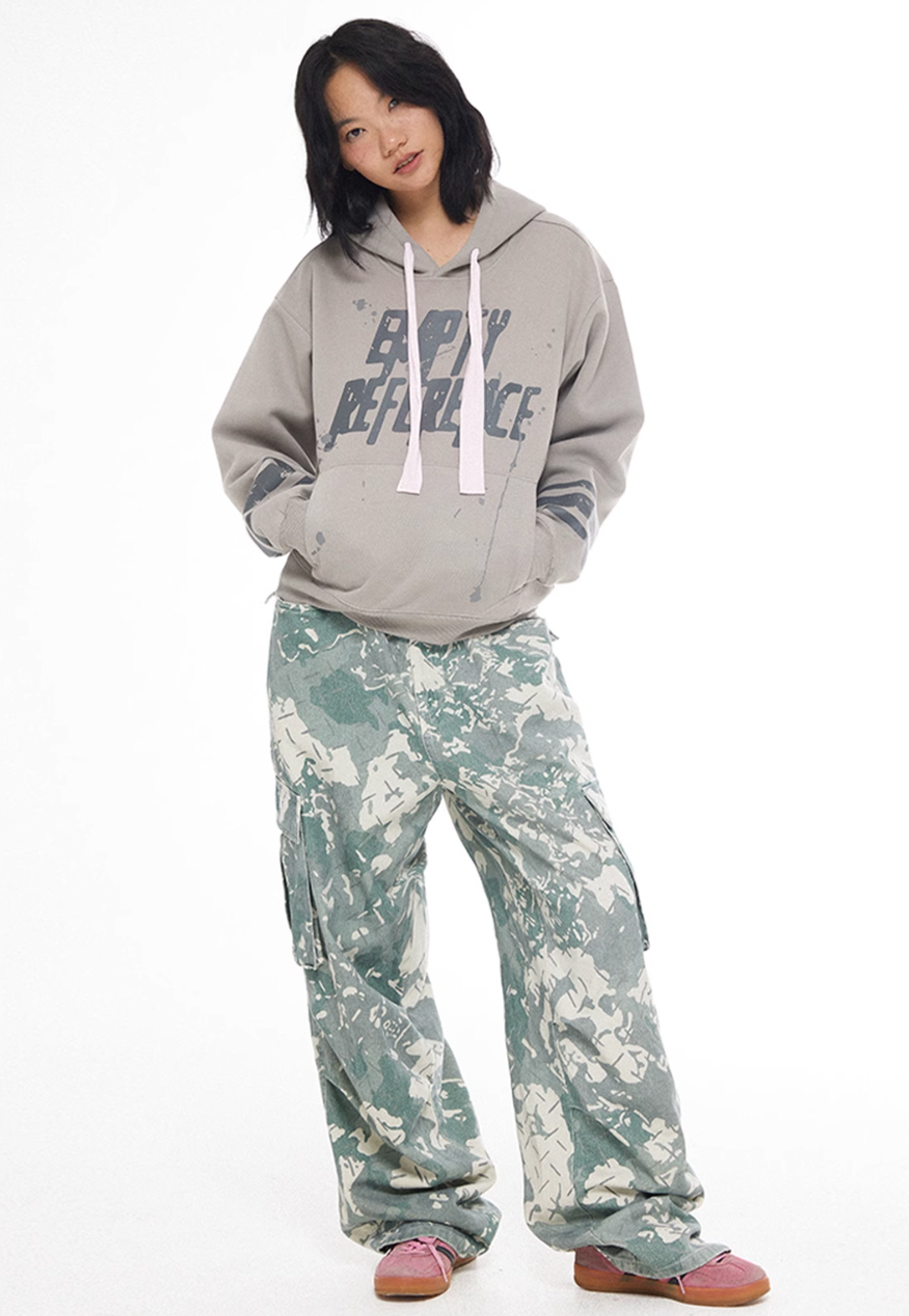 EMPTY REFERENCE Washed Camouflage Work Cargo Pants | Face 3 Face