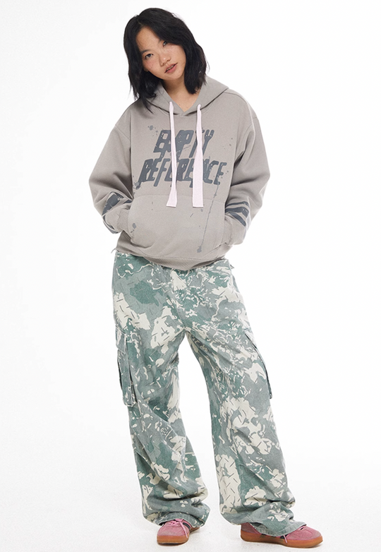 EMPTY REFERENCE Washed Camouflage Work Cargo Pants | Face 3 Face