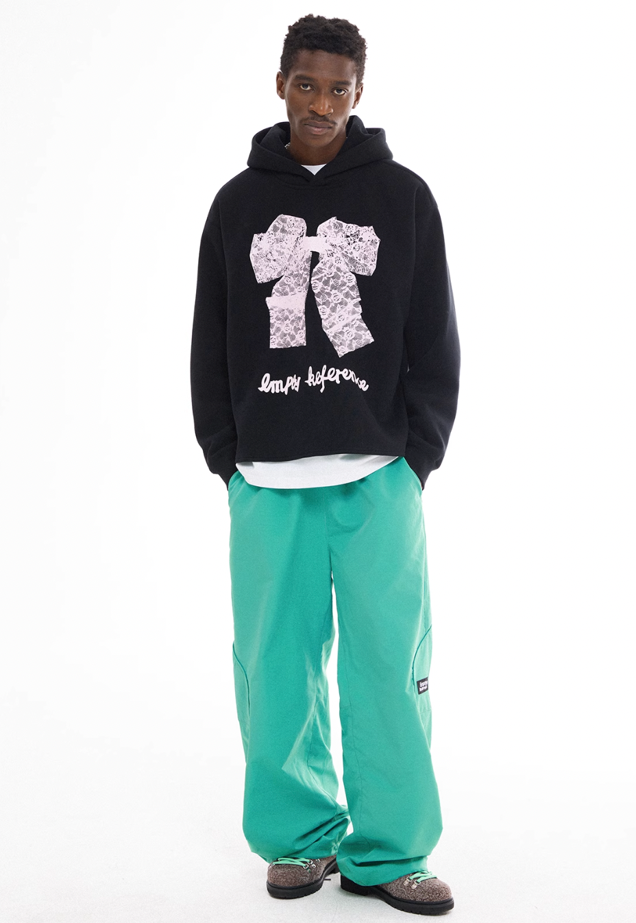 EMPTY REFERENCE Green Structure Split Design Loose Pants | Face 3 Face