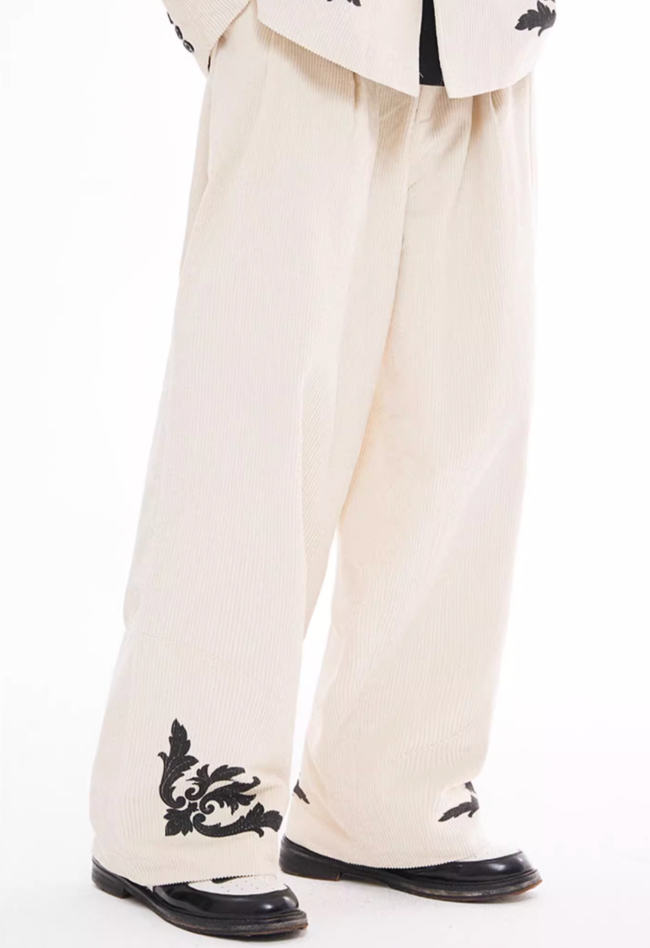 EMPTY REFERENCE Flower Print Corduroy Suit Pants | Face 3 Face