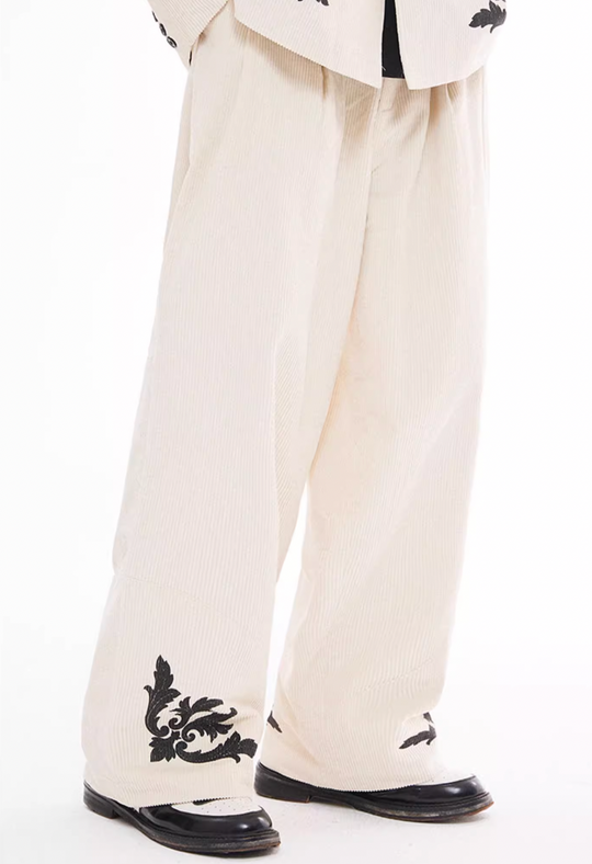 EMPTY REFERENCE Flower Print Corduroy Suit Pants | Face 3 Face