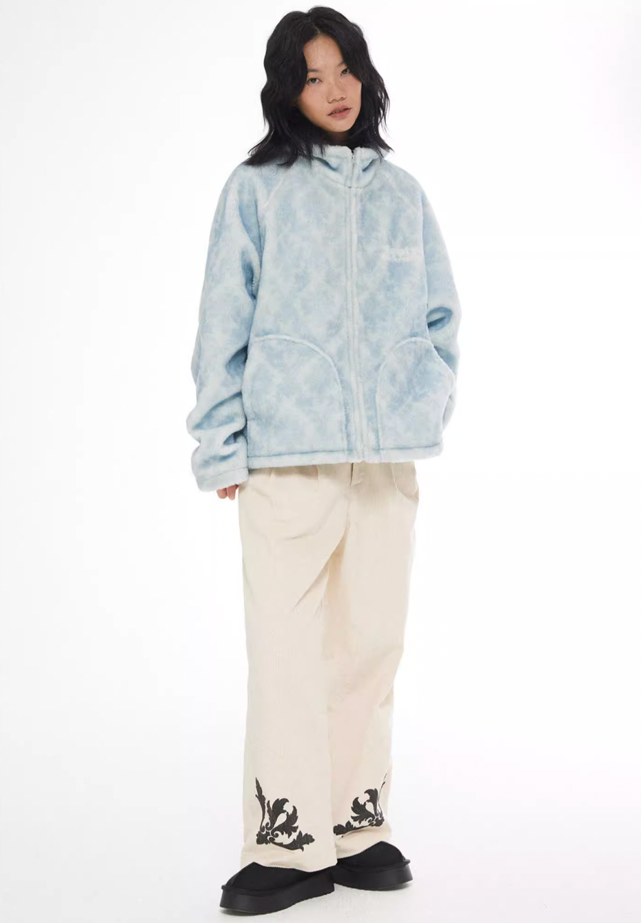 EMPTY REFERENCE Flower Print Corduroy Suit Pants | Face 3 Face