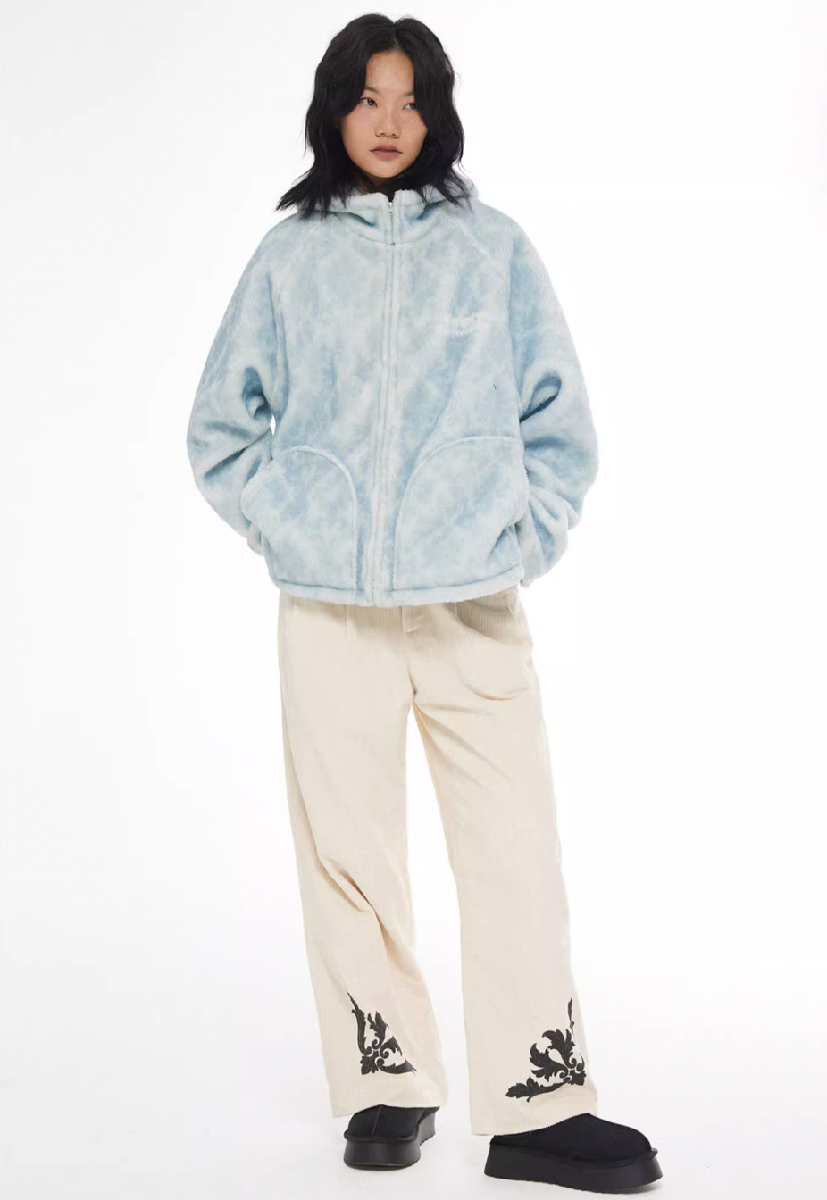 EMPTY REFERENCE Flower Print Corduroy Suit Pants | Face 3 Face