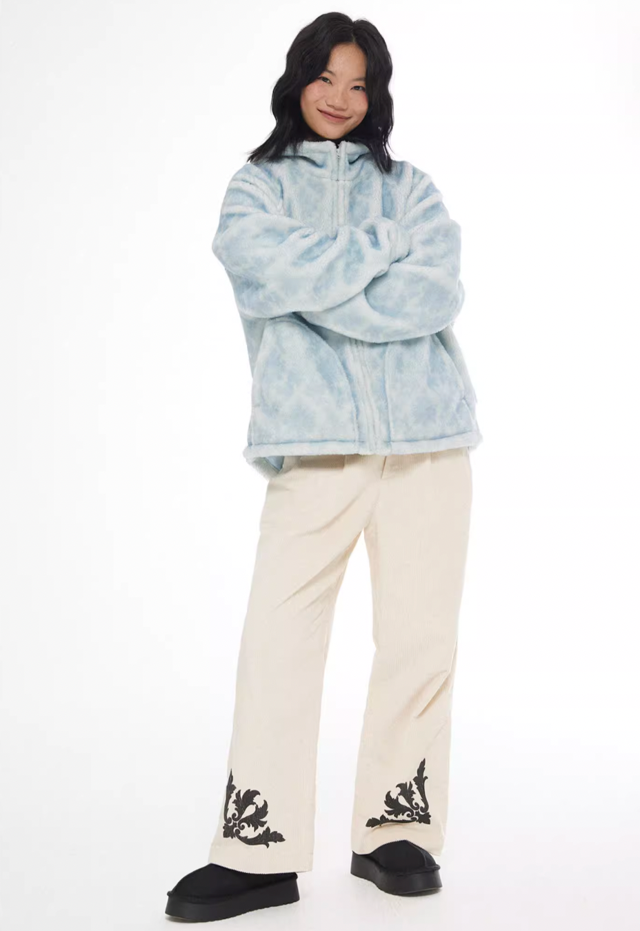 EMPTY REFERENCE Flower Print Corduroy Suit Pants | Face 3 Face