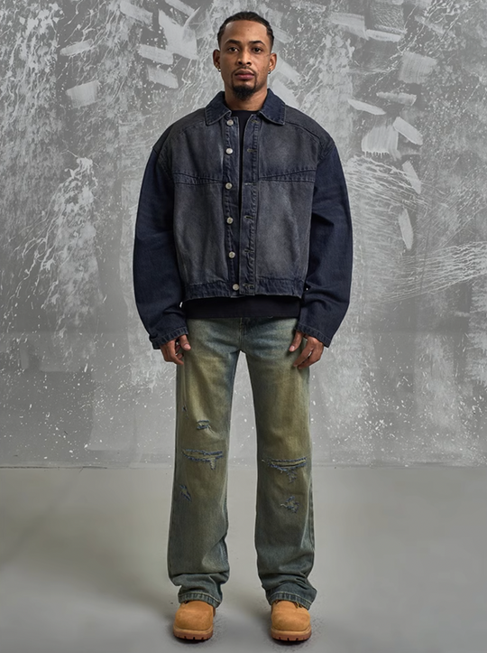 F3F Select Dirty Dye Washed Denim Jacket | Face 3 Face