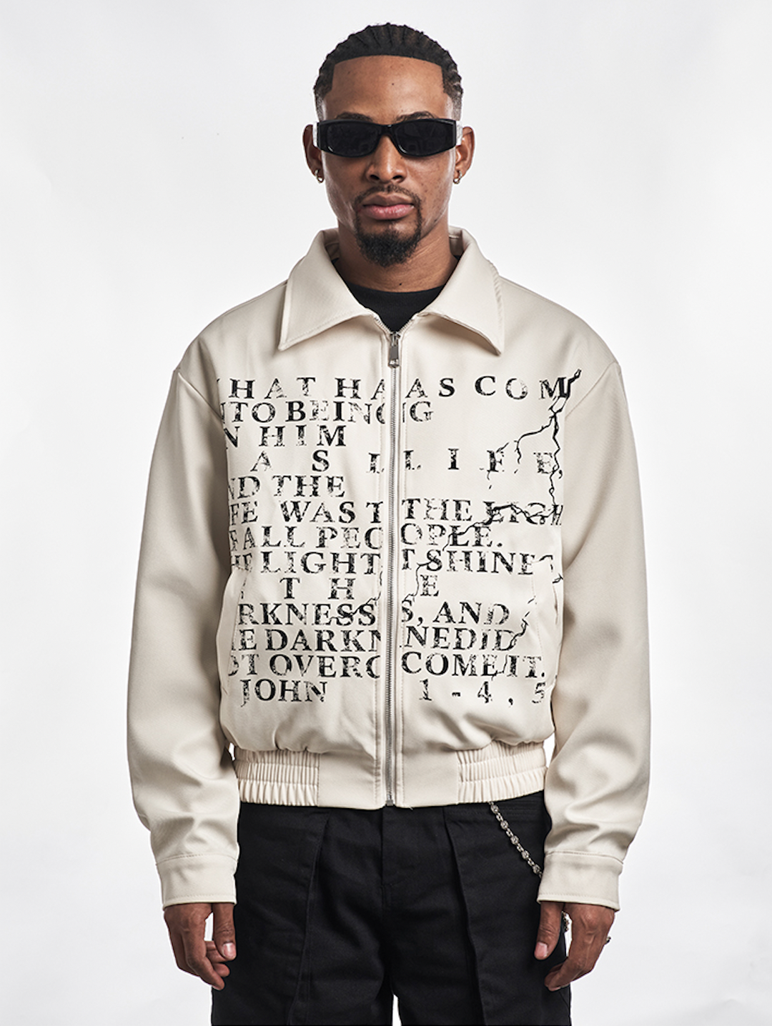 F3F Select Letter Printed Zip Short Jacket | Face 3 Face