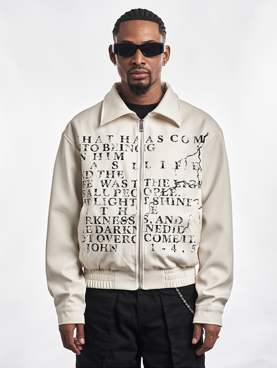 F3F Select Letter Printed Zip Short Jacket | Face 3 Face
