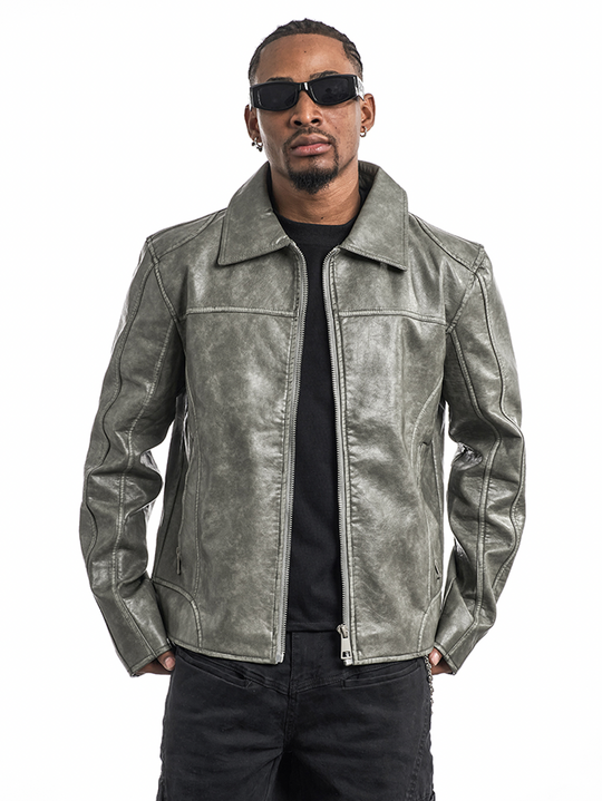F3F Select Washed Leather Motorcycle Jacket | Face 3 Face