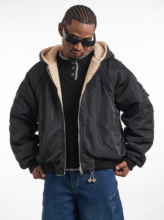 F3F Select Reversible Sherpa Fleece Hooded Jacket | Face 3 Face