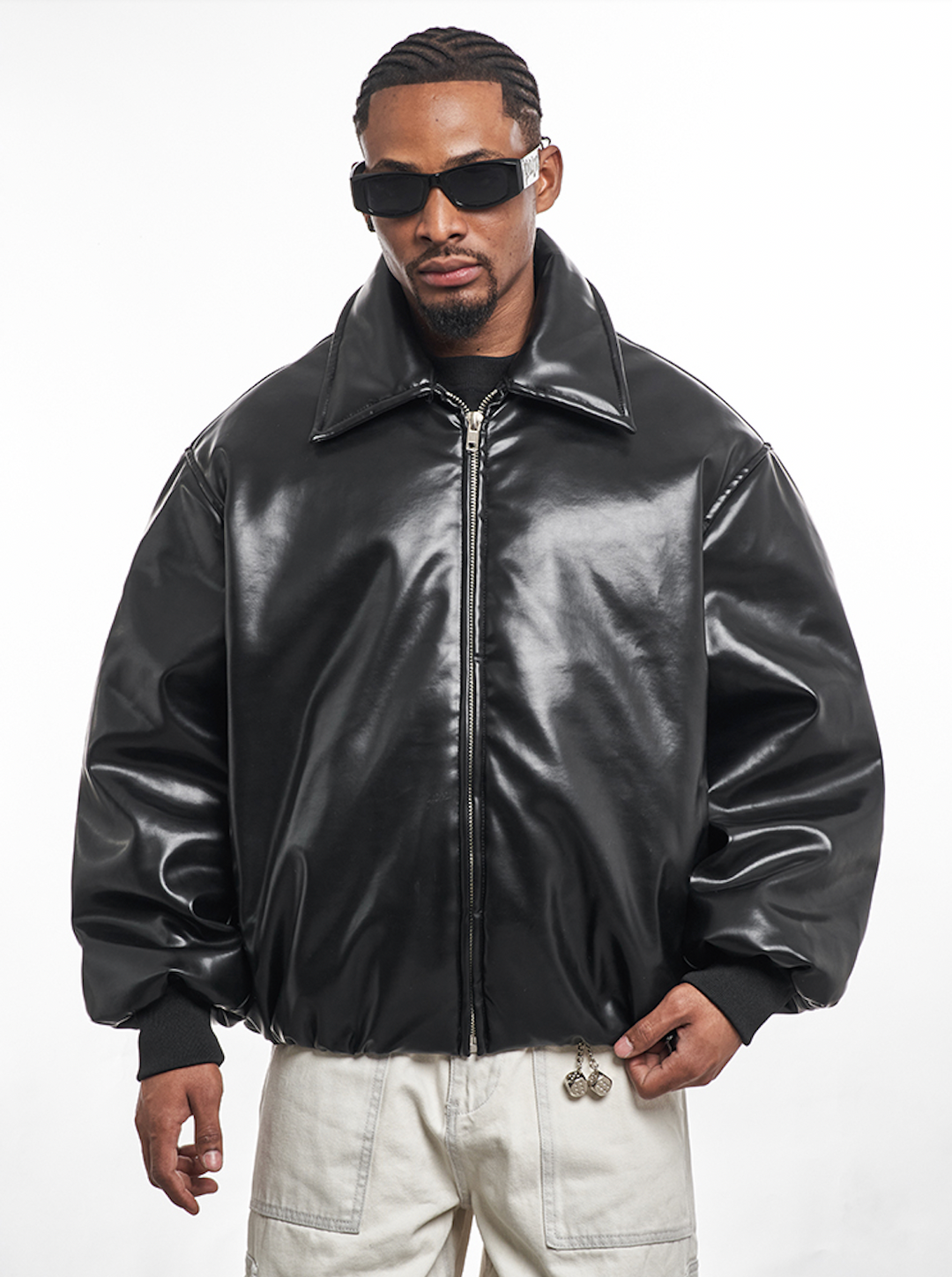 F3F Select PU Leather Bomber Puffer Jacket | Face 3 Face