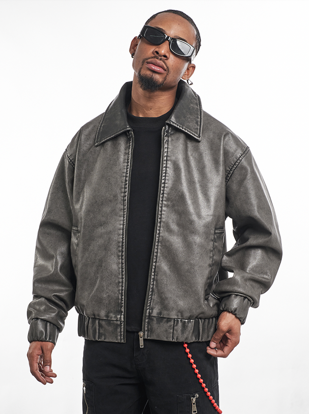 F3F Select Vintage PU Leather Zip Up Jacket | Face 3 Face