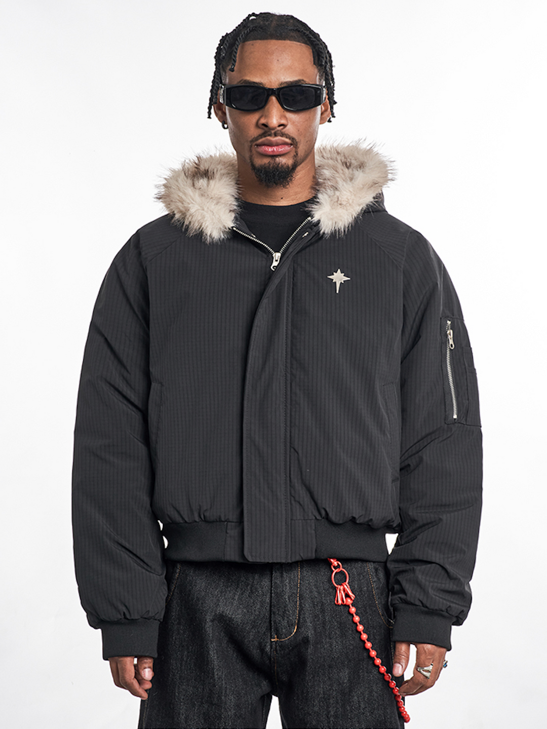 F3F Select Fur Lining Hoodie MA-1 Bomber Flight Jacket | Face 3 Face