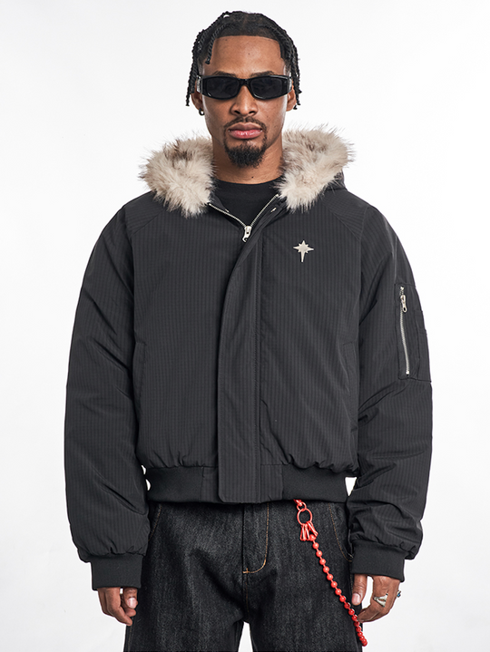 F3F Select Fur Lining Hoodie MA-1 Bomber Flight Jacket | Face 3 Face