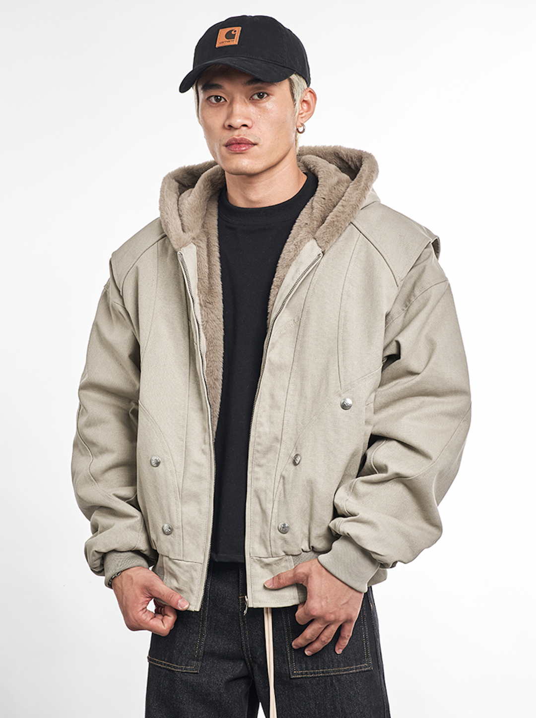 F3F Select Faux Rabbit Fur Lining Hoodie Work Jacket | Face 3 Face