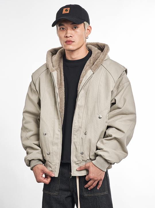 F3F Select Faux Rabbit Fur Lining Hoodie Work Jacket | Face 3 Face