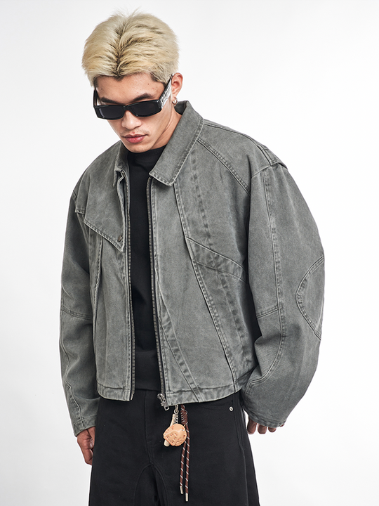 F3F Select Deconstructed Stitching Washed Denim Jacket | Face 3 Face