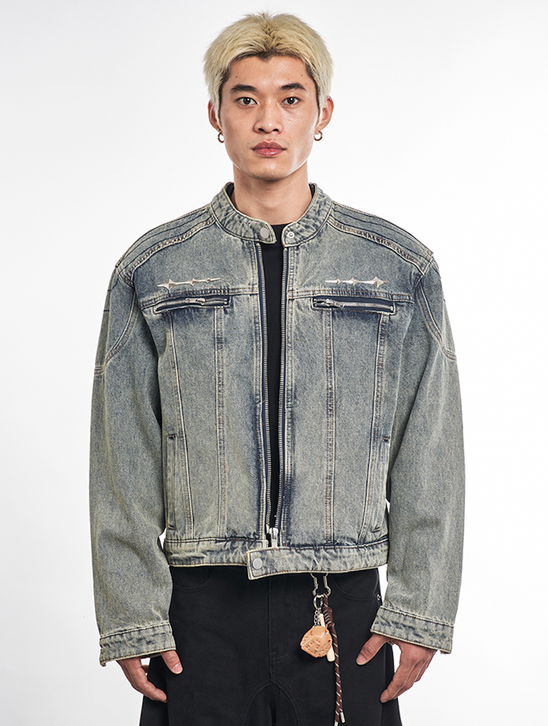 F3F Select Metal Decoration Washed Denim Jacket | Face 3 Face