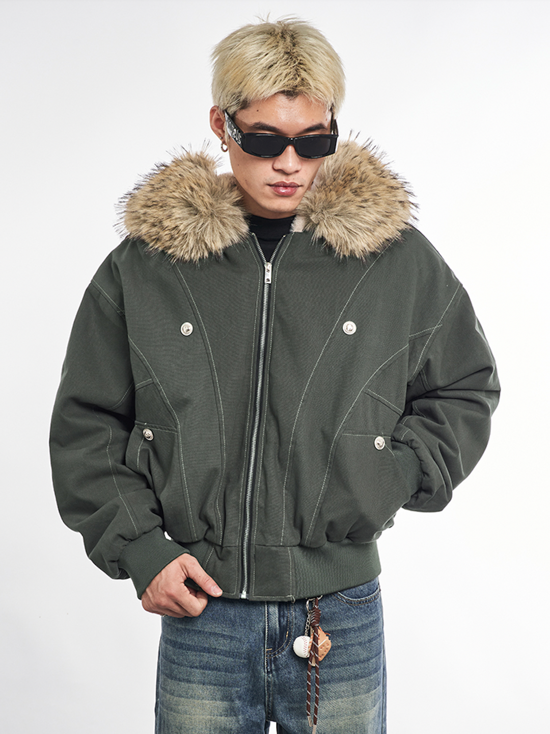 F3F Select Faux Fur Hooded Work Jacket | Face 3 Face