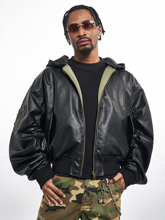 F3F Select Reversible PU Leather MA-1 Bomber Jacket | Face 3 Face