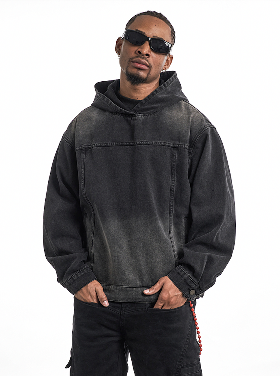 F3F Select Washed Denim Hoodie | Face 3 Face