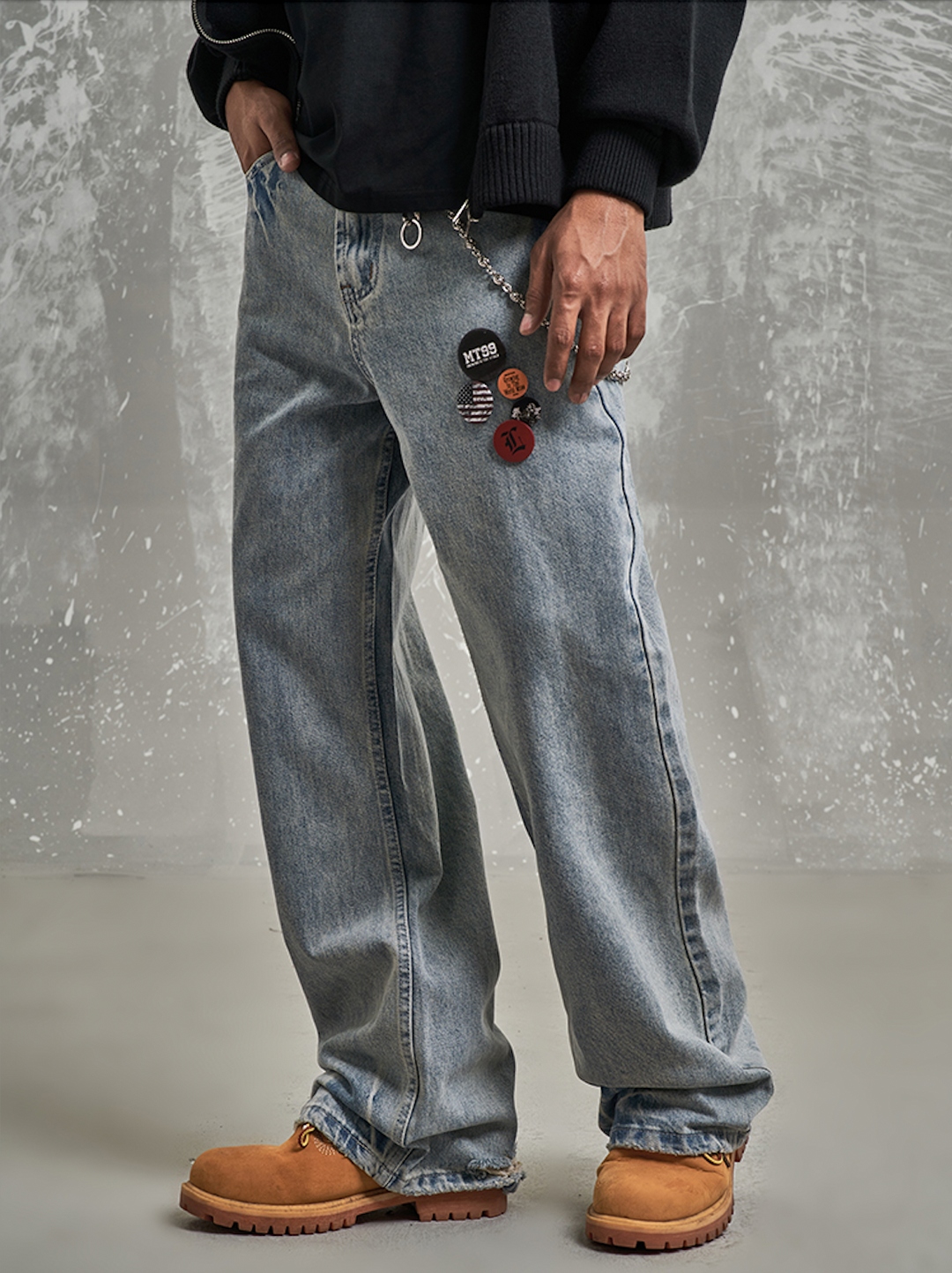 F3F Select Light Blue Drawstring Jeans | Face 3 Face