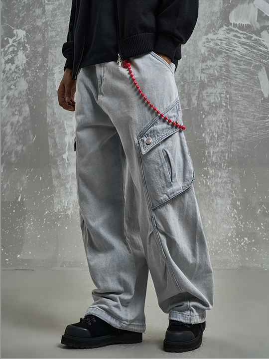 F3F Select 3D Pockets Washed Baggy Paratrooper Work Jeans | Face 3 Face