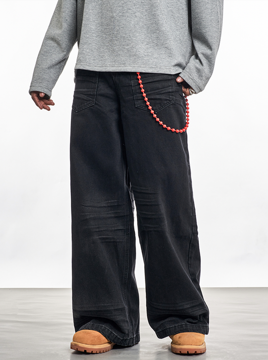 F3F Select Wrinkled Black Baggy Jeans | Face 3 Face