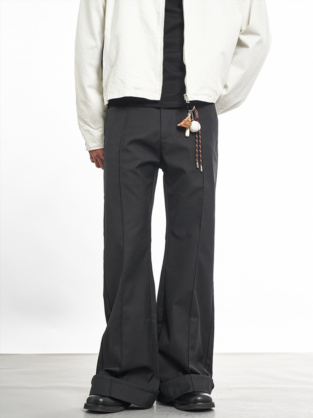 F3F Select Folded Leg Pleated Flared Suit Pants | Face 3 Face