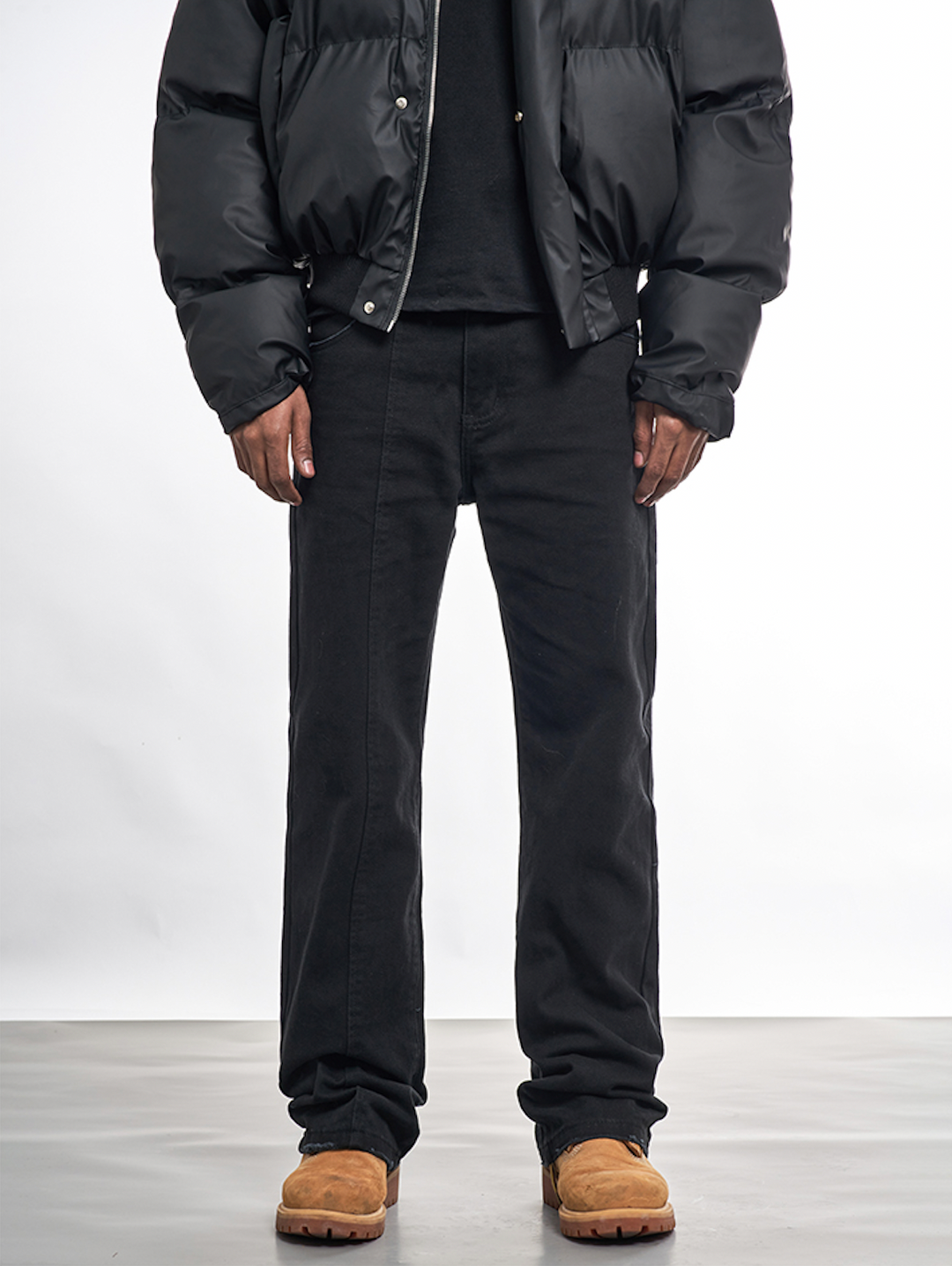 F3F Select One-Leg Center Stitch Black Jeans | Face 3 Face