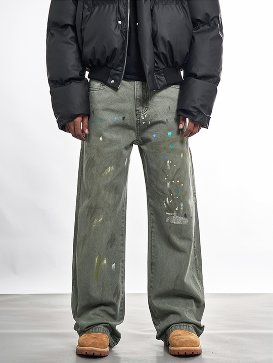 F3F Select Ink Splashed Distressed Work Painter Jeans | Face 3 Face