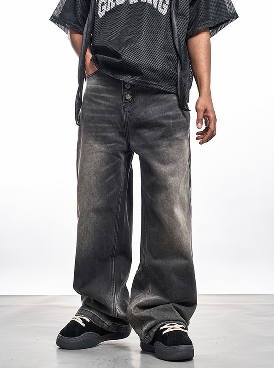 F3F Select Five Buttons Washed Black Jeans | Face 3 Face