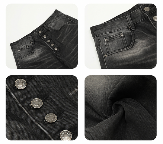 F3F Select Five Buttons Washed Black Jeans | Face 3 Face